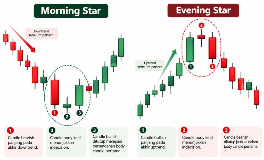 morning star vs evening star candlestick