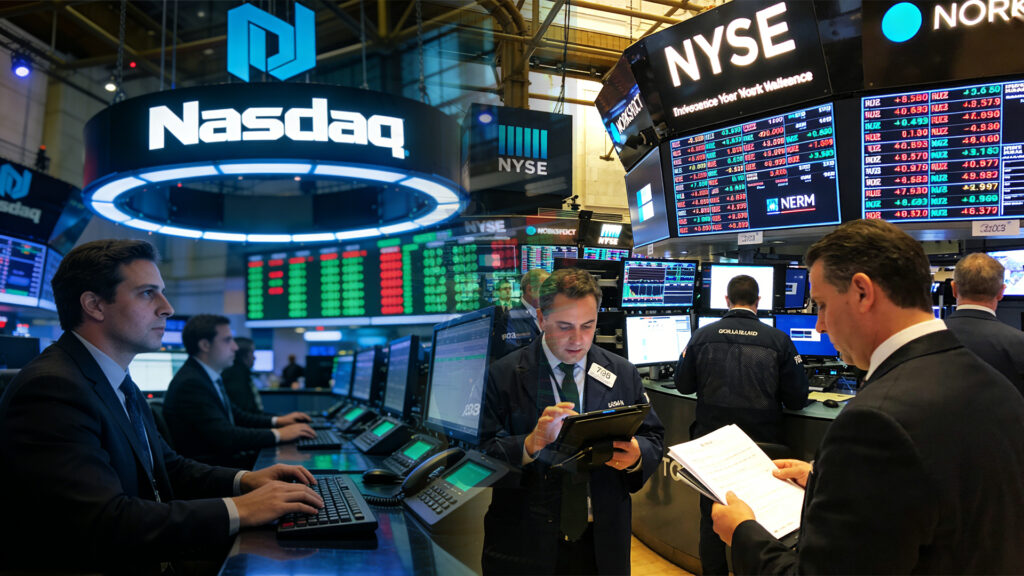 證券交易所,美股 紐約證券交易所(NYSE)與納斯達克(NASDAQ)交易大廳--- ultima markets