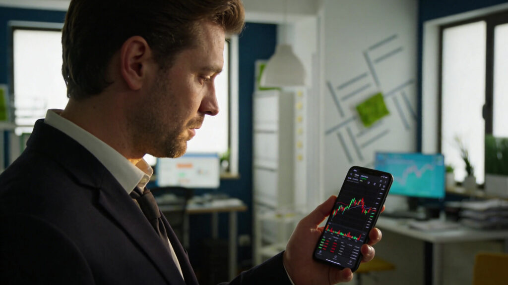 美股開戶 投資者使用Ultima Markets交易APP進行美股開戶與分析